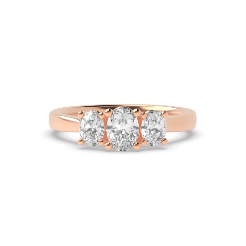 4 Prong Oval Rose Gold Separate claws high set Trilogy Engagement Rings
