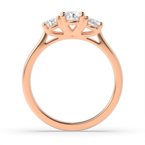 4 Prong Oval Rose Gold Separate claws high set Trilogy Engagement Rings