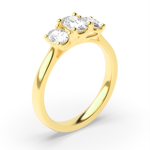 4 Prong Oval Yellow Gold Separate claws high set Engagement Rings