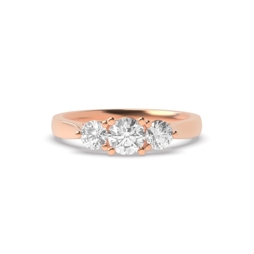 4 Prong Round Rose Gold Raised setting Trilogy Engagement Rings
