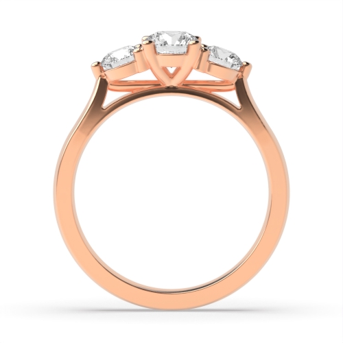 4 Prong Round Rose Gold Raised setting Trilogy Engagement Rings