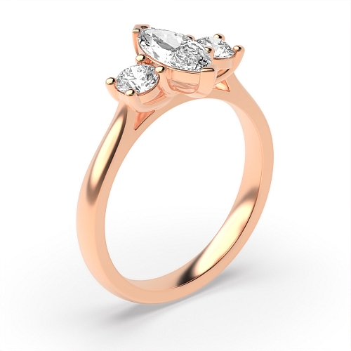 Marquise Rose Gold With round on side Engagement Rings