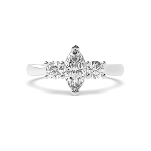 Marquise With round on side Engagement Rings