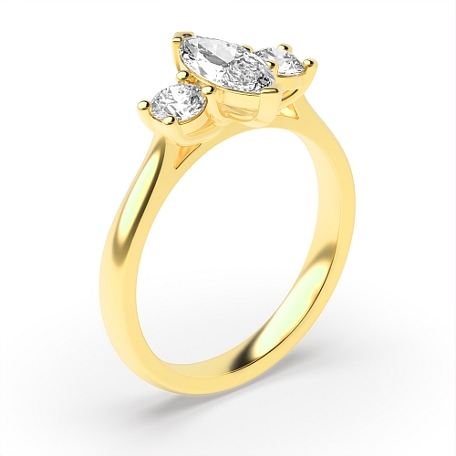 Marquise Yellow Gold With round on side Engagement Rings