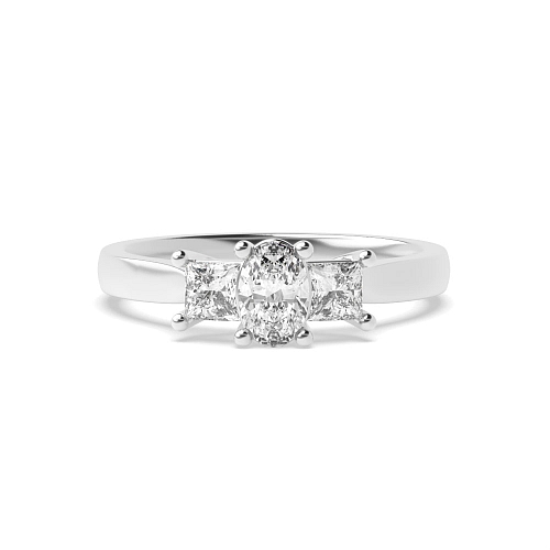 4 Prong Oval With princess on side Moissanite Engagement Rings