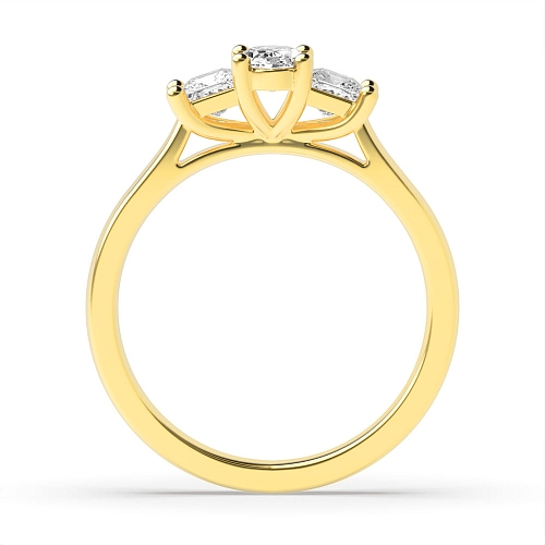 4 Prong Oval Yellow Gold With princess on side Engagement Rings