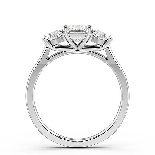4 Prong Princess With Round Three Stone Engagement Ring