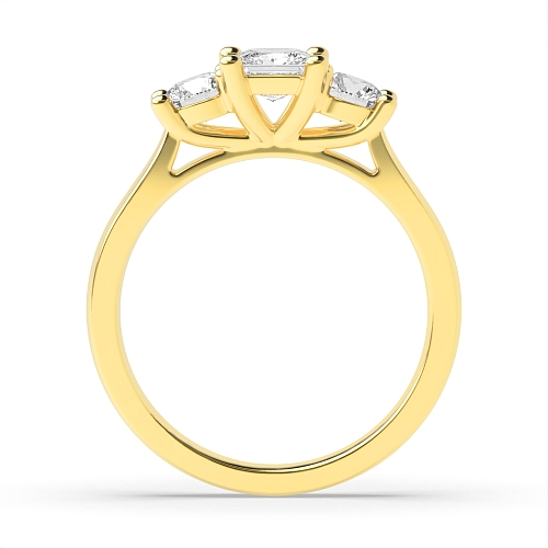Princess Yellow Gold And round side Engagement Rings