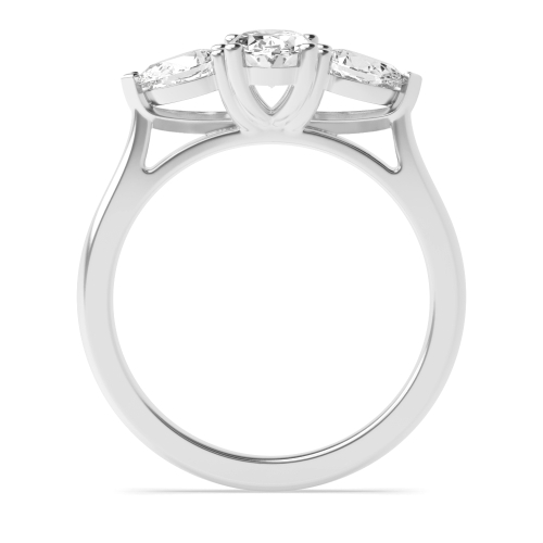 4 Prong Oval And Pear Shape Three Stone Diamond Ring