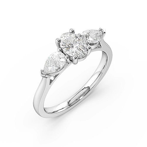 4 Prong Oval Three Stone Engagement Rings