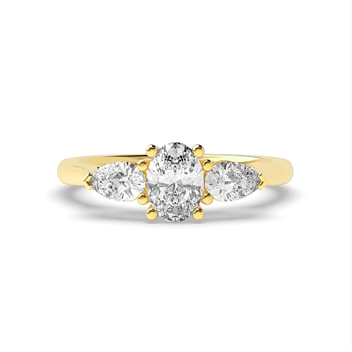 4 Prong Oval Yellow Gold And pear shape Engagement Rings
