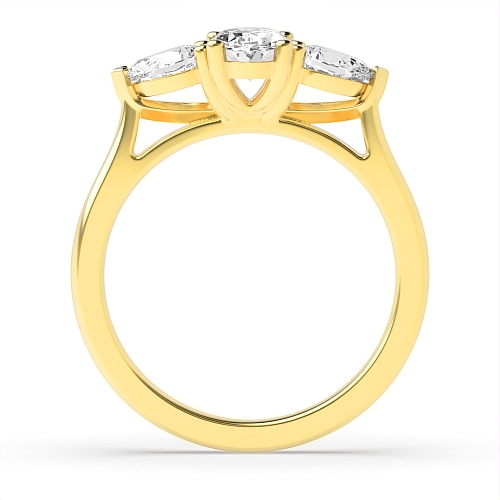 4 Prong Oval Yellow Gold And pear shape Engagement Rings