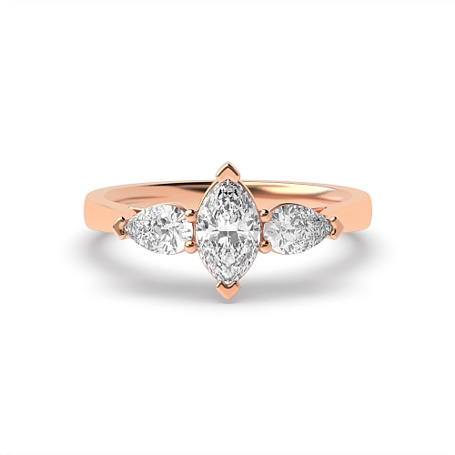 6 Prong Marquise Rose Gold And pear shape Engagement Rings