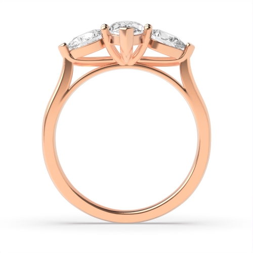 6 Prong Marquise Rose Gold And pear shape Trilogy Engagement Rings