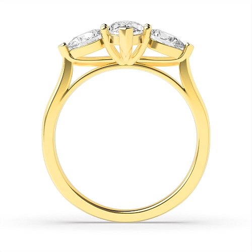 6 Prong Marquise Yellow Gold And pear shape Engagement Rings