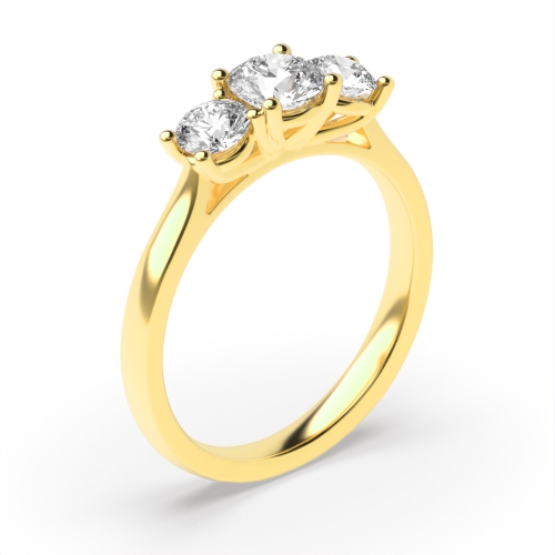 4 Prong Round Yellow Gold Graduating raised set Engagement Rings