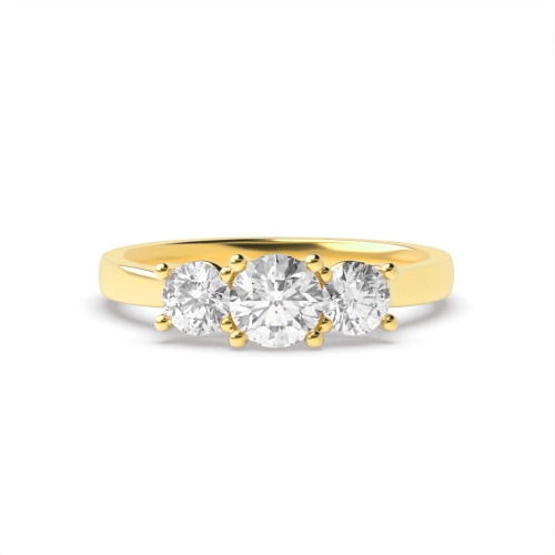 4 Prong Round Yellow Gold Graduating raised set Engagement Rings