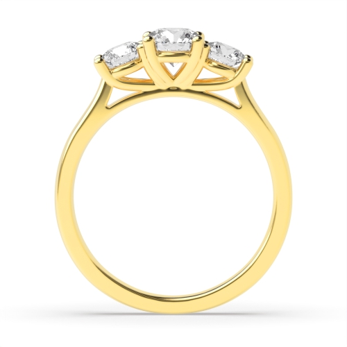 4 Prong Round Yellow Gold Graduating raised set Engagement Rings