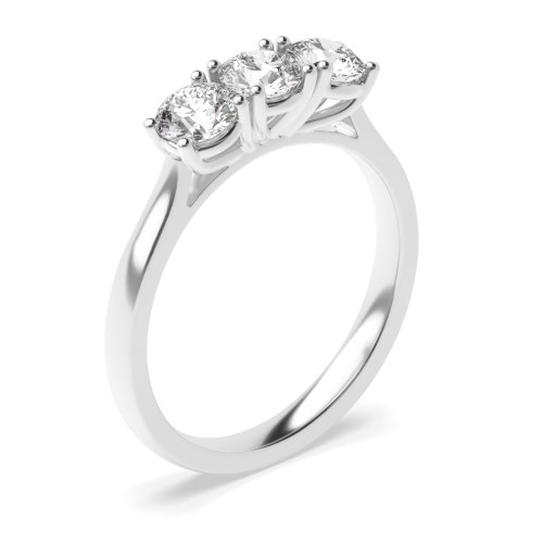 4 Prong Round Silver Three Stone Engagement Rings