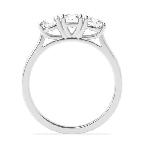 4 Prong Round Separate Claws Raised Set Three Stone Engagement Ring