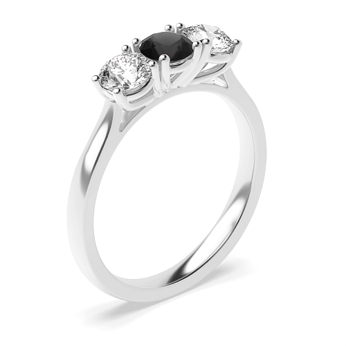 4 Prong Round Separate claws raised set Black Diamond Engagement Rings