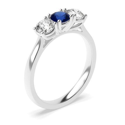 4 Prong Round Separate claws raised set Blue Sapphire Engagement Rings