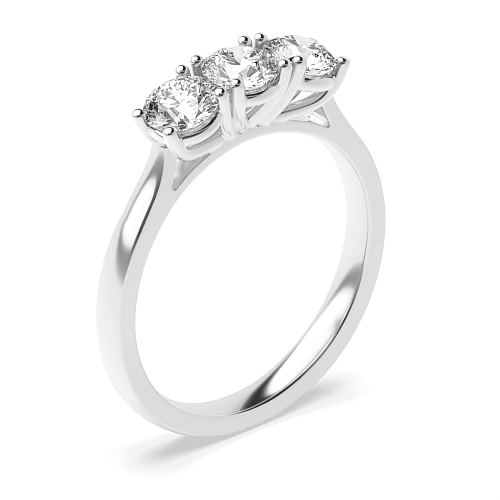 4 Prong Round Separate claws raised set Trilogy Engagement Rings
