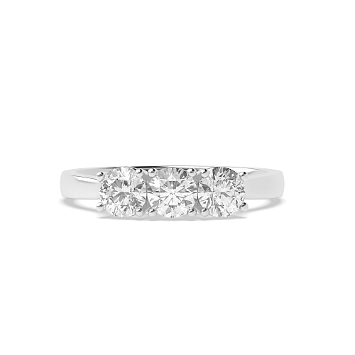 4 Prong Round Separate claws raised set Trilogy Engagement Rings