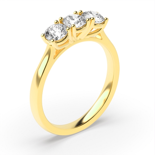 4 Prong Round Yellow Gold Separate claws raised set Engagement Rings