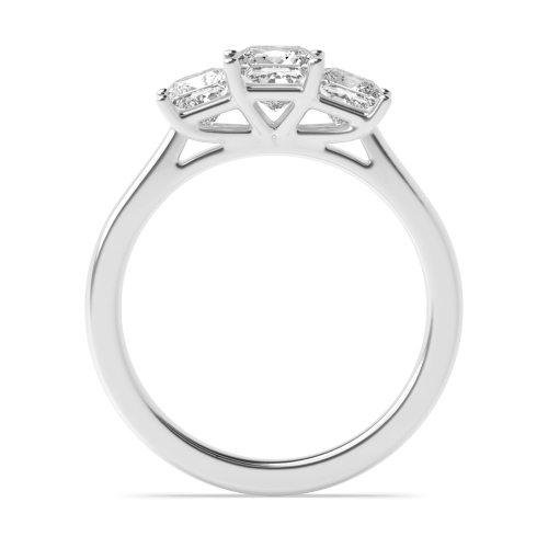 4 Prong Princess Graduating Basket Set Three Stone Engagement Ring