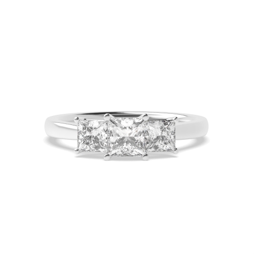 4 Prong Princess Graduating Basket Set Three Stone Diamond Ring