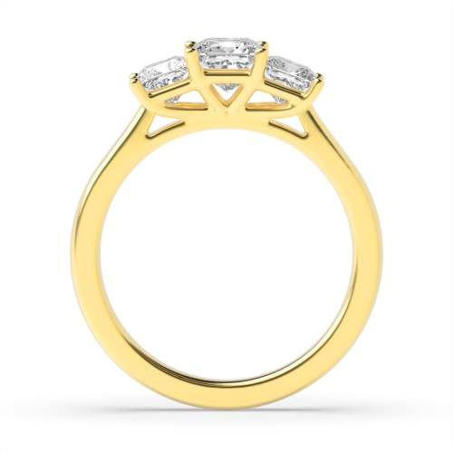 4 Prong Princess Yellow Gold Graduating basket set Engagement Rings
