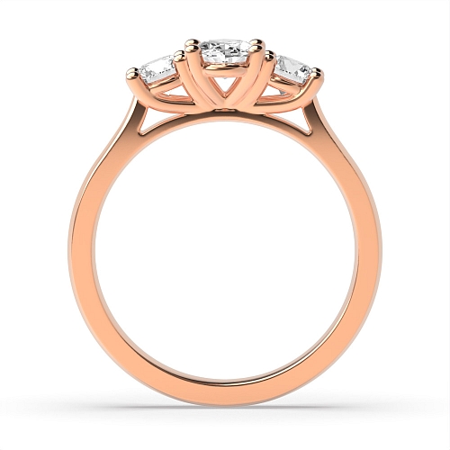 4 Prong Oval Rose Gold And round separate claws Trilogy Engagement Rings