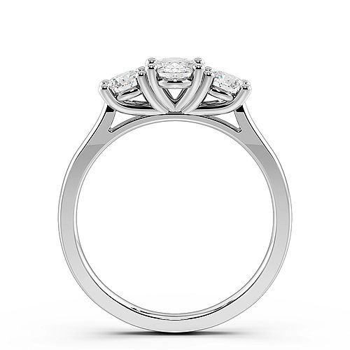 4 Prong Oval And Round Separate Claws Three Stone Engagement Ring