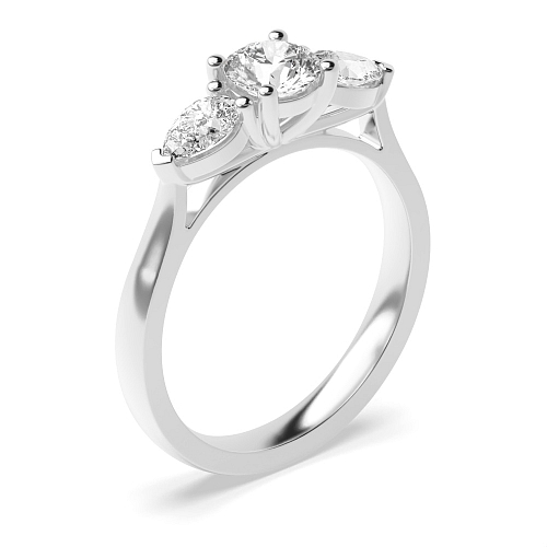 4 Prong Round And pear Moissanite Engagement Rings