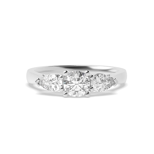 4 Prong Round And pear Moissanite Engagement Rings