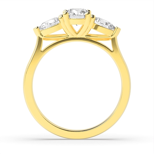 4 Prong Round Yellow Gold And pear Engagement Rings