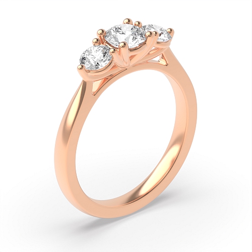 4 Prong Round Rose Gold Ending claws Trilogy Engagement Rings