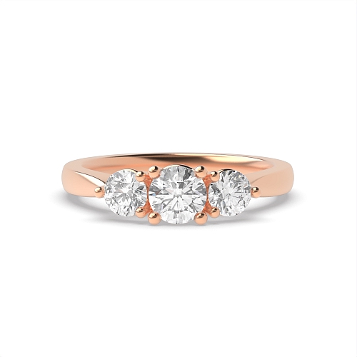 4 Prong Round Rose Gold Ending claws Trilogy Engagement Rings