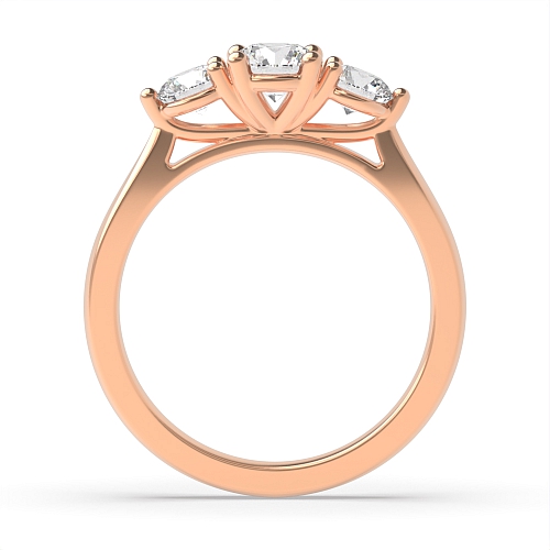 4 Prong Round Rose Gold Ending claws Trilogy Engagement Rings