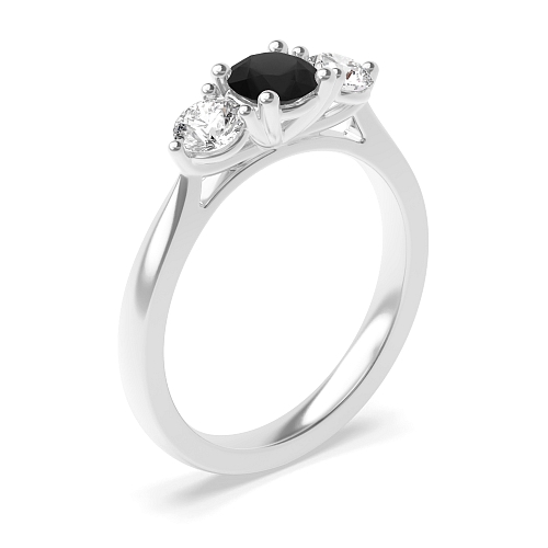 4 Prong Round Ending claws Black Diamond Engagement Rings