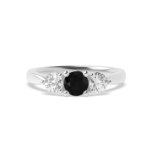 4 Prong Round Ending claws Black Diamond Engagement Rings