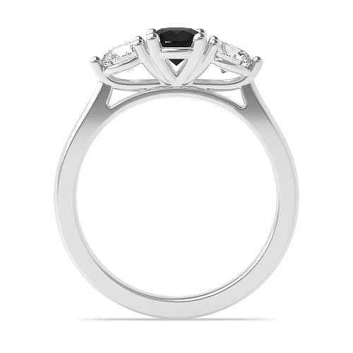 4 Prong Round Ending claws Black Diamond Engagement Rings