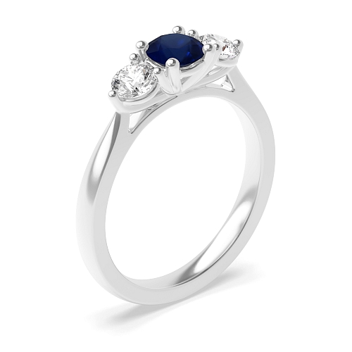 4 Prong Round Ending claws Blue Sapphire Engagement Rings