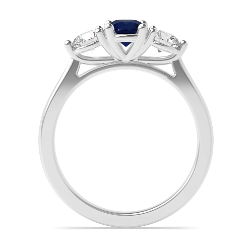 4 Prong Round Ending claws Blue Sapphire Engagement Rings