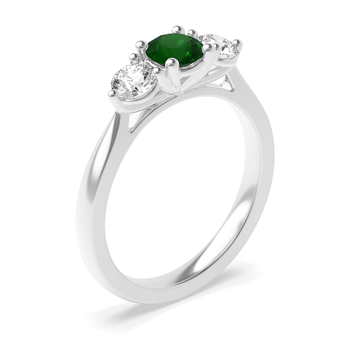 4 Prong Round Ending claws Emerald Engagement Rings