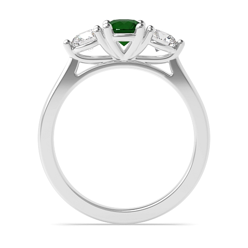 4 Prong Round Ending claws Emerald Engagement Rings