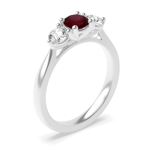 4 Prong Round Ending claws Ruby Engagement Rings