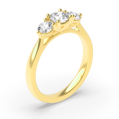 4 Prong Round Yellow Gold Ending claws Engagement Rings