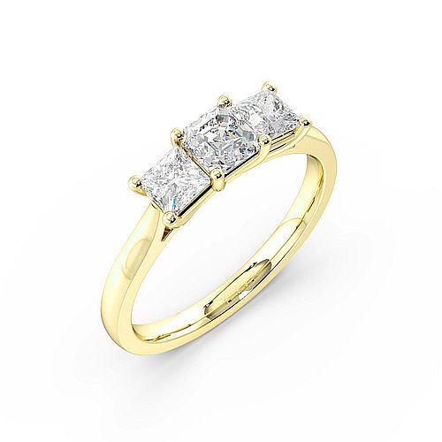 Trilogy Asscher Diamond Rings 4 Prong Setting In Rose Gold